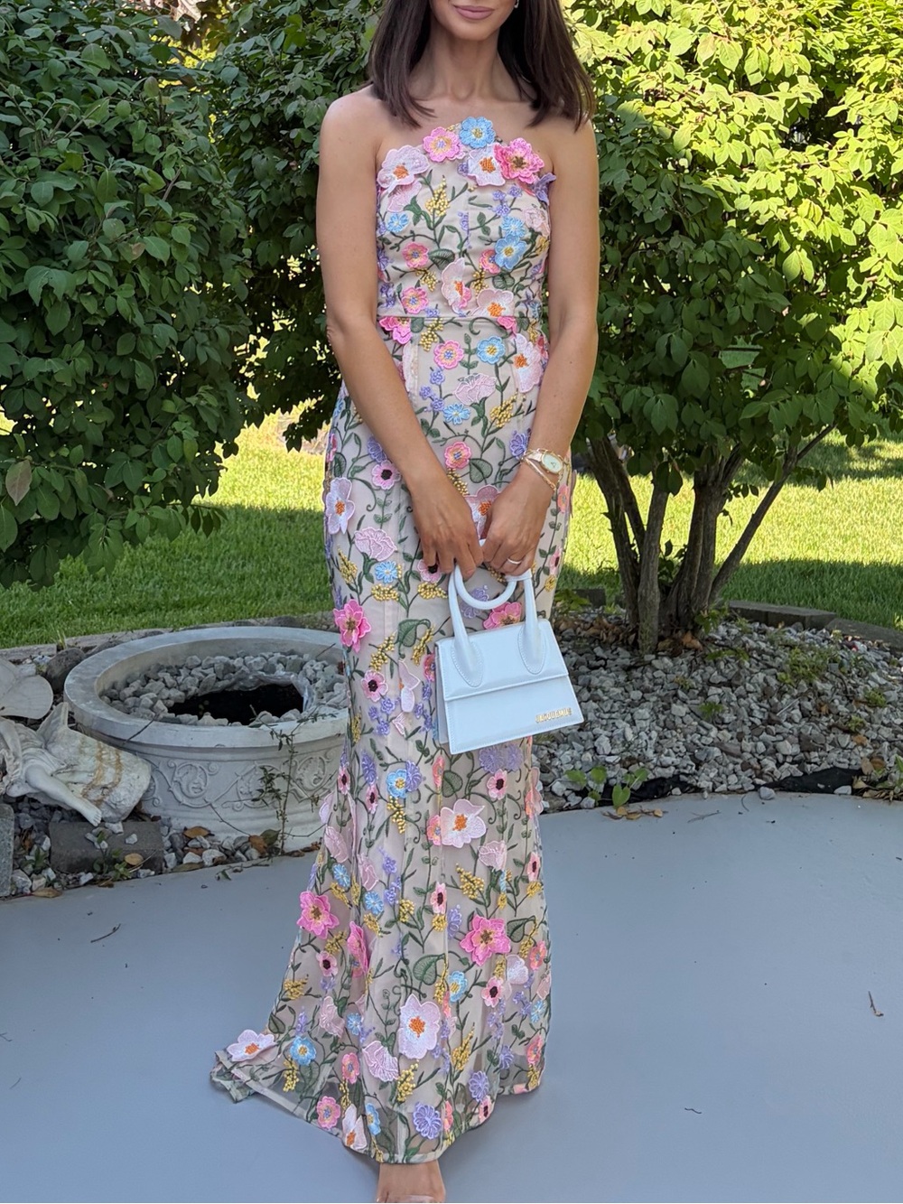 ELLIATT Floral Strapless Maxi Dress With 3D Florals